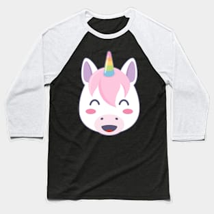 Happy Unicorn Emoji With Smiling Eyes Baseball T-Shirt